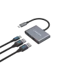 USB-C 3-w-1 Hub CANYON DS-3 Ciemnoszary — USB-C do USB-A + HDMI + PD passthrough