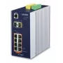 PLANET IGS-10020PT - Switch - managed - 8 x 10/100/1000 (PoE) + 2 x Gigabit SFP - DIN rail mountable, wall-mountable - PoE (130 W) - DC (IGS-10020PT)