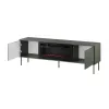 Szafka RTV z kominkiem Cama Meble TRESSE 180x40x54,5 cm — blat zielony mat, płyta wiórowa