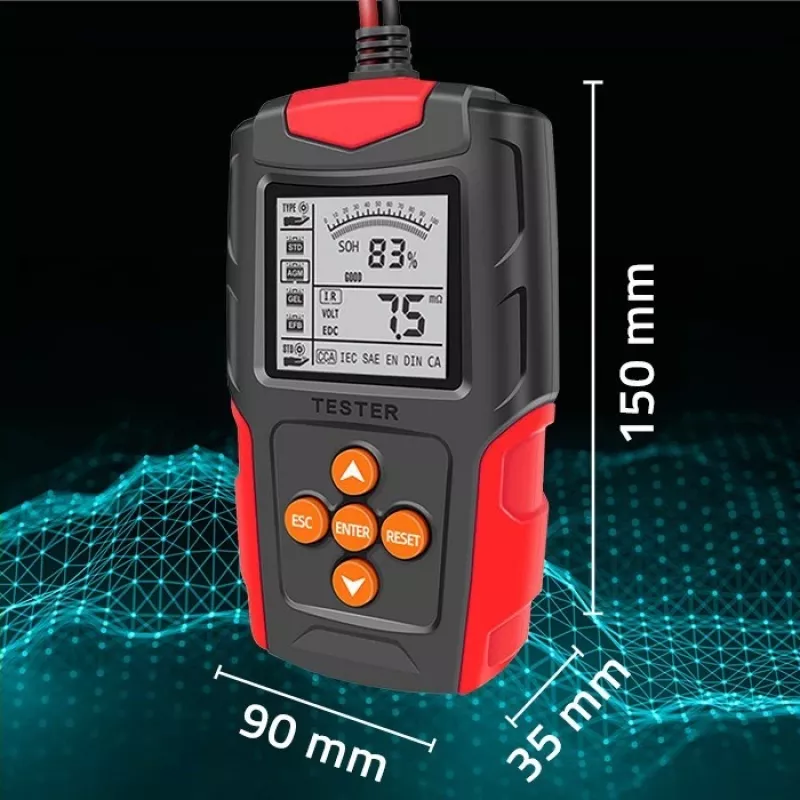 Qoltec 52484 Cyfrowy tester akumulatorów LCD | 12V | 24V | 3Ah-200Ah