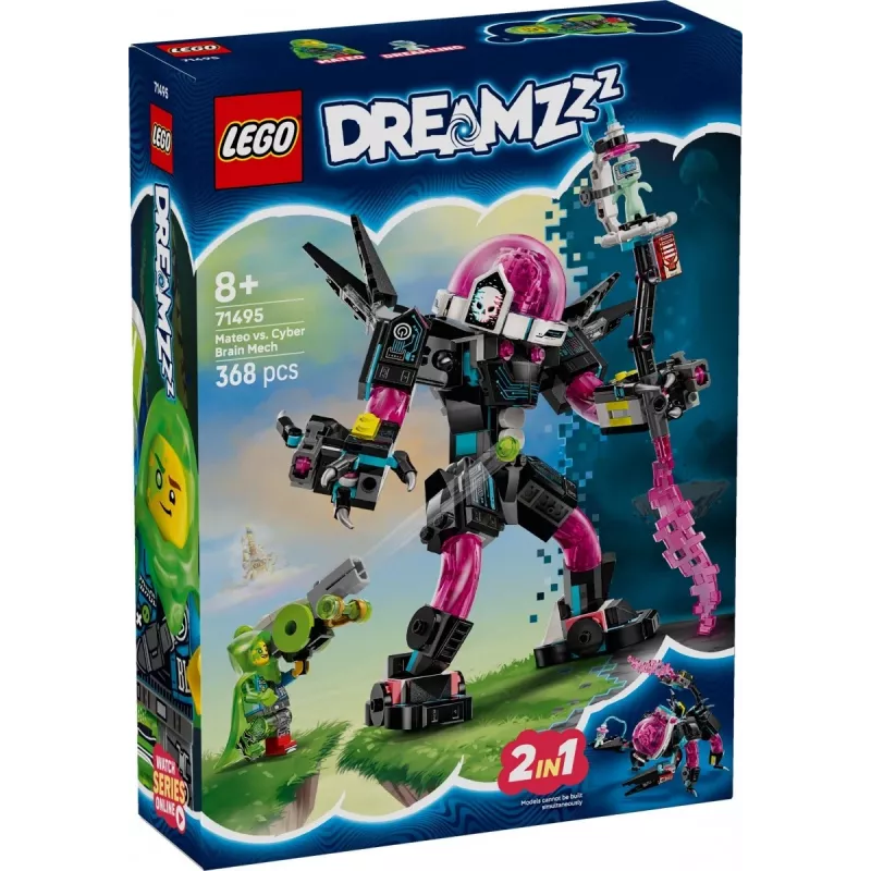 Zabawka konstrukcyjna LEGO 71495 Mateo vs. Mech Cybermózgu — zestaw z minifigurkami i budowanym mechem