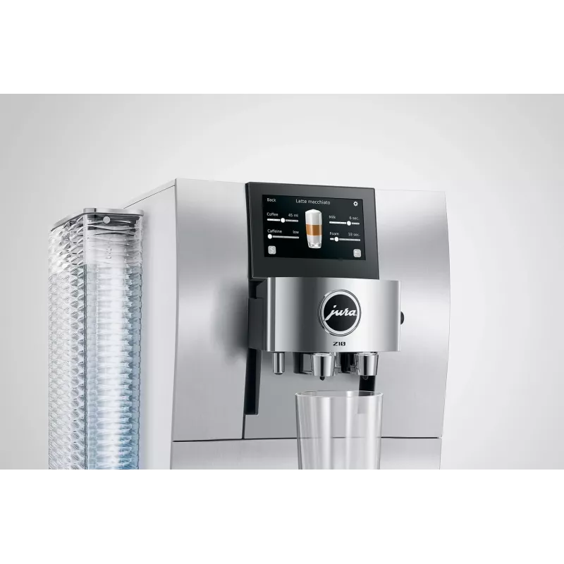 W pełni automatyczny ekspres do kawy JURA Z10 (EB) — zbiornik na wodę 2,4 l, wbudowany młynek, 1450 W, aluminium/biały