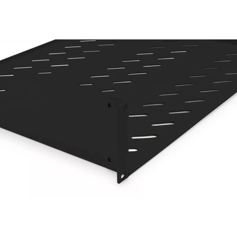 Digitus | Półka stała 2U do szaf rack | DN-19 TRAY-2-SW | Czarna | Idealna do przechowywania komponentów nieprzystosowanych do standardu 483 mm (19 inch). Smukła konstrukcja zajmująca miejsce 2 jednostek wysokości. Łatwy i szybki montaż oraz demontaż. Wymiary