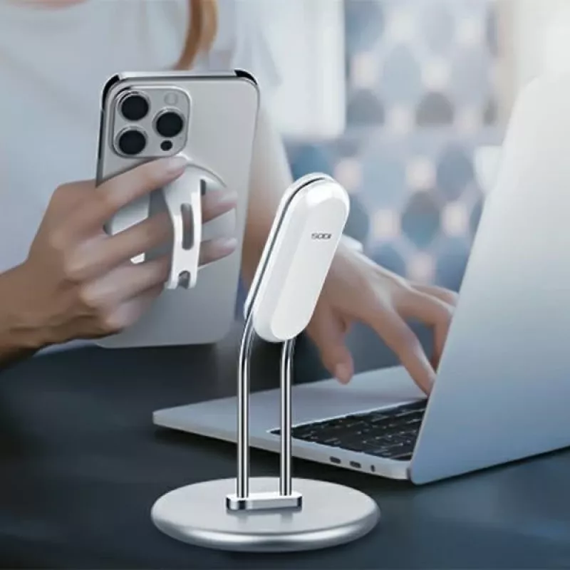 Uchwyt na telefon SODI SIM-300 srebrny MagSafe — podstawka biurkowa do iPhone'a zgodnego z MagSafe