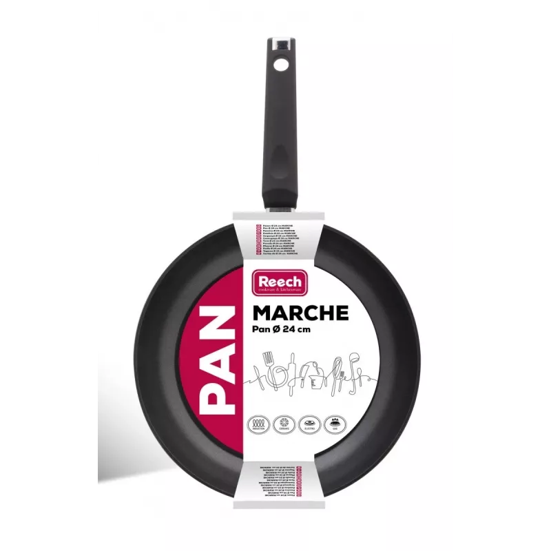 Patelnia LAMART LP1002 MARCHE 24 cm — aluminiowa nieprzywierająca, czarna