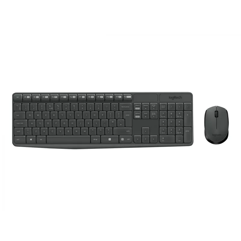 Logitech MK235 Trwały bezprzewodowy zestaw klawiatury i myszy w kolorze szarym