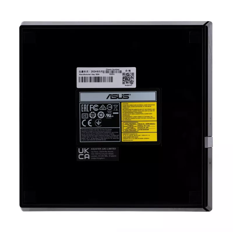 Zewnętrzny napęd optyczny DVD±RW ASUS SDRW-08D2S-U Lite, USB 2.0, czarny, 24x CD / 8x DVD, 142×142×20 mm