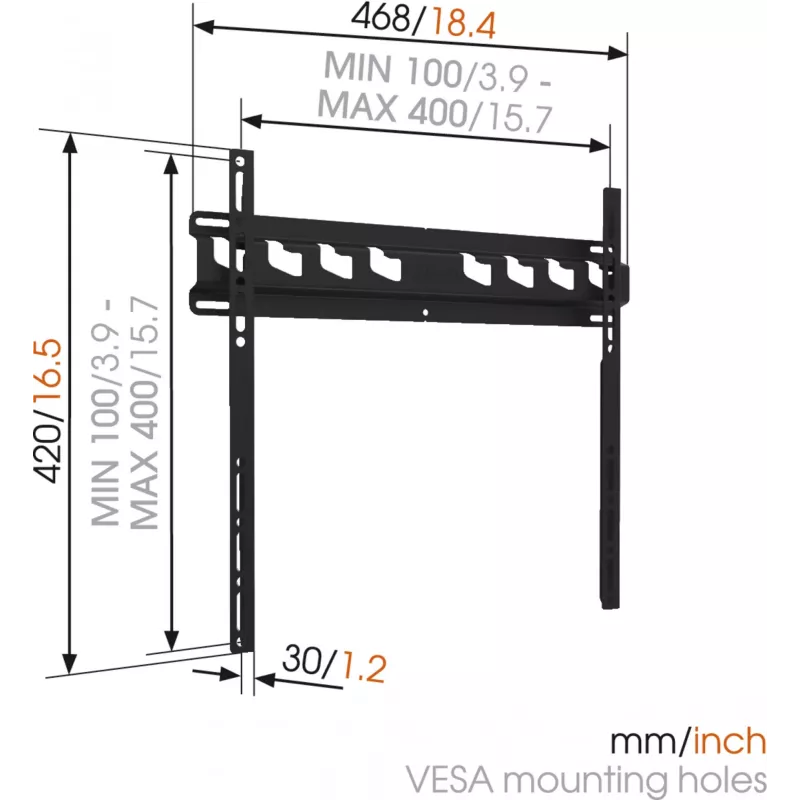 Vogels | Uchwyt ścienny | MA3000-A | Stały | 32-55 cali | Maksymalne obciążenie 60 kg | Czarny
