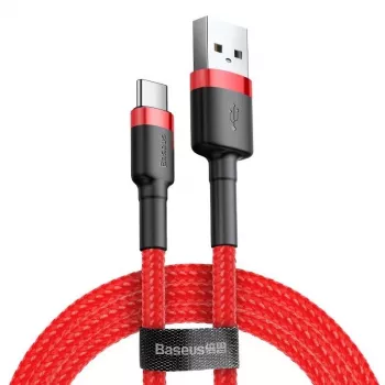 Kabel USB 2.0 A na USB-C Baseus CATKLF-B09 1m QC3.0 nylonowy pleciony czerwony, szybkie ładowanie i synchronizacja danych