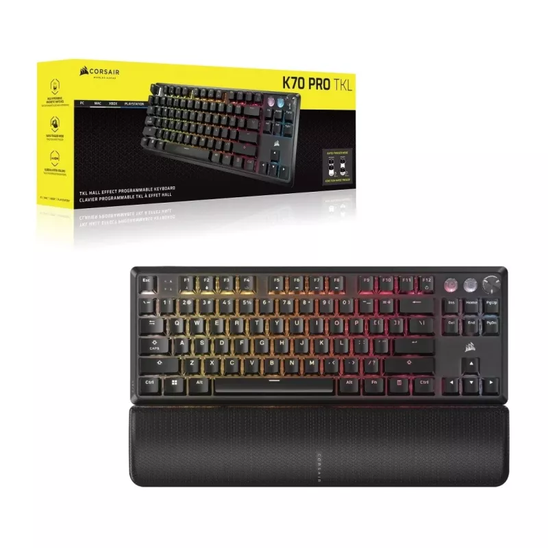 Mechaniczna klawiatura tenkeyless CORSAIR K70 PRO TKL — podświetlenie RGB, kompaktowy układ