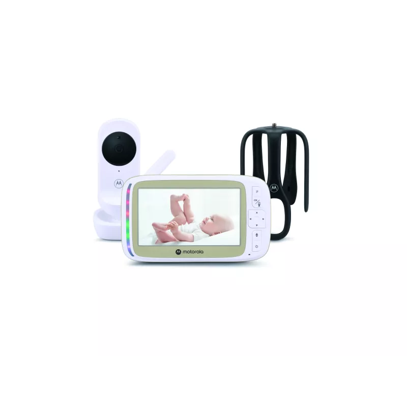 Motorola 5.0” Wi-Fi Video Baby Monitor z uchwytem Stargrip do łóżeczka | VM45 Connect | Biały