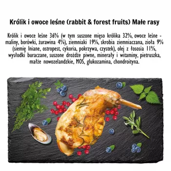 Sucha karma dla psa PAKA ZWIERZAKA Królik z owocami leśnymi — dla dorosłych psów średnich ras 9 kg, 29% białka, 16% tłuszczu