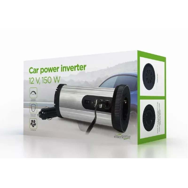 Gembird EG-PWC150-01 zasilacz/przetwornica samochodowa 150 W Czarny, Szary