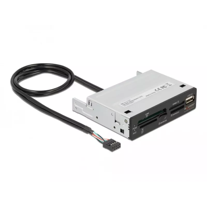 DeLOCK 91708 Czytnik kart USB 2.0 Wewnętrzny Czarny Szary CF SD MicroSD