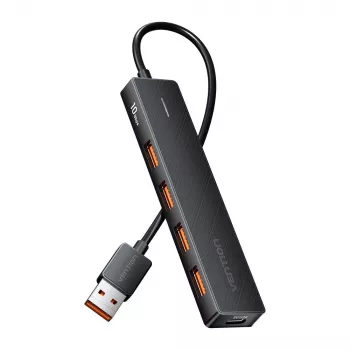 Koncentrator wieloportowy USB 3.2 Gen 2 5-w-1 Vention CHOBB — 5 portów (4× USB 3.2 Gen 2 Type-A, 1× USB 3.2 Gen 1 Type-A), 0,15 m, ABS, czarny