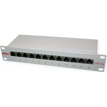 ROTRONIC-SECOMP Roline - Panel krosowy - CAT 6a - RJ-45 X 12 - Szary - 1U - 25,4 cm (10)