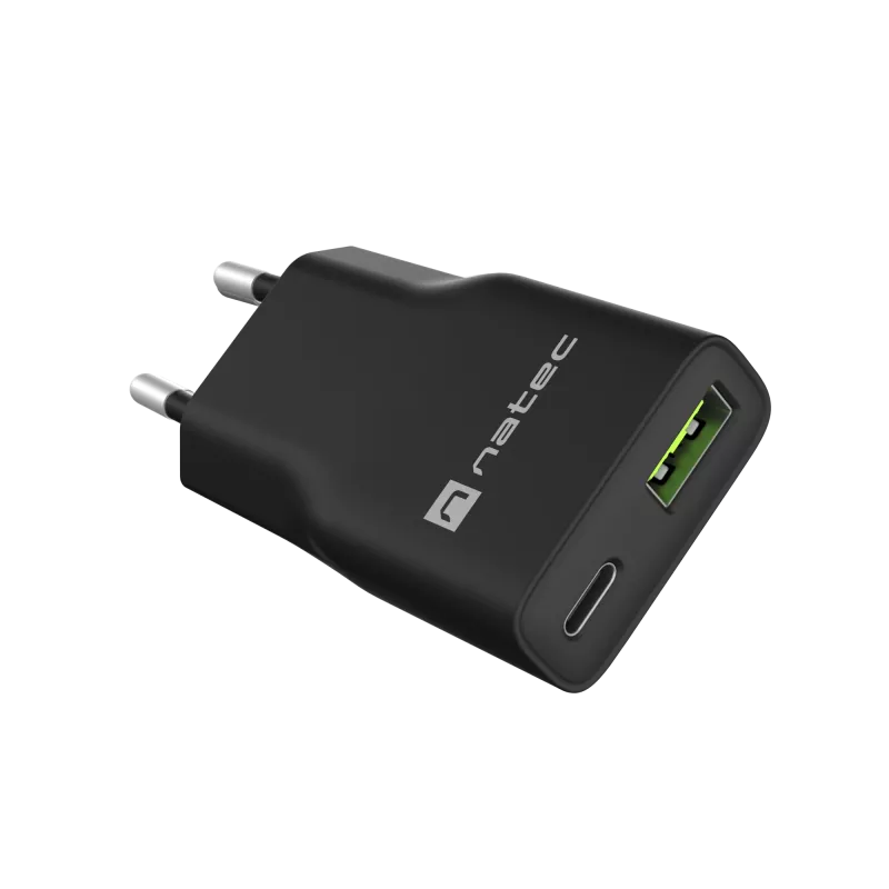 Zasilacz sieciowy NATEC Ribera NUC-2377 — 1×USB-A, 1×USB-C, 3 A