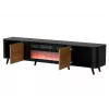 Szafka RTV Cama Meble Volare 200 x 39 x 49 cm czarna/orzech z kominkiem