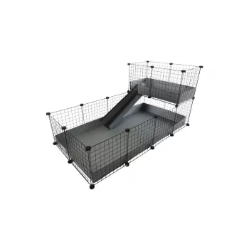 C&C Modular Cage C&C 4x2 z podestem 2x1 i szarą rampą – modułowa klatka c&c dla świnki morskiej, 145×75×75 cm, 10 kg