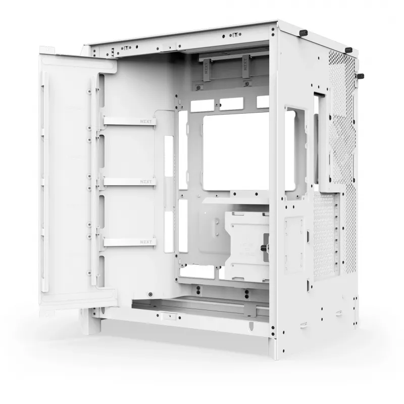 Obudowa PC Midi Tower NZXT H9 Flow RGB+ — Biały, obsługa ATX/EATX/Micro-ITX, szkło hartowane, 3 wentylatory 140 mm z przodu + 1 wentylator 120 mm z tyłu