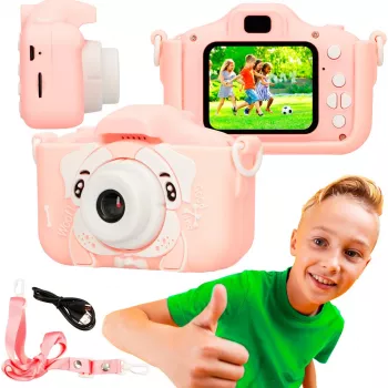 Aparat cyfrowy dla dzieci Extralink H28 SINGLE PINK — różowy/biały, od 3 lat
