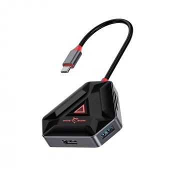 USB-C hub SBOX HEXAGON 6-w-1 z HDMI i Ethernet, Type-C biały