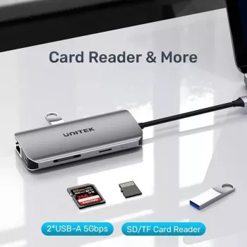 Hub USB-C Unitek D1122A01 z 2x HDMI 4K i 100W Power Delivery