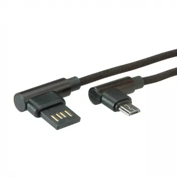 Kabel USB 2.0 ROLINE, kątowy, wtyk A odwracalny - Micro B, ST/ST, czarny, 0,8 m (11.02.8720)