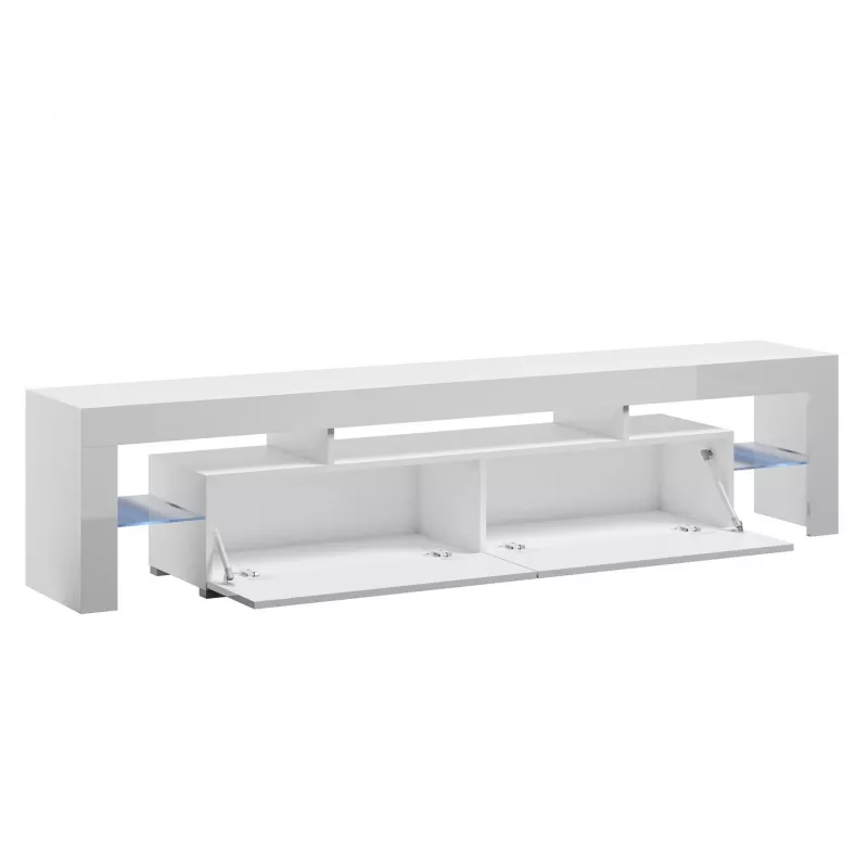 Szafka pod telewizor Cama Meble TORO 200 — 2000×350×410 mm, szary blat z płyty wiórowej, szaro-biały połysk