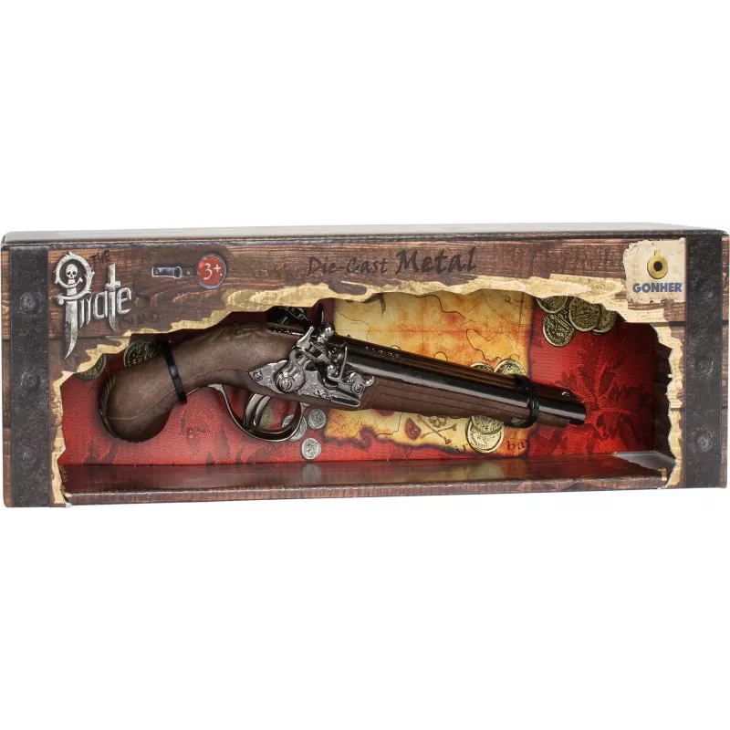 Metalowy pistolet piracki Pulio model 15541/0 o realistycznym wzornictwie