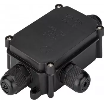 Wentronic Goobay IP-66 Schutzbox na listwy zaciskowe PG9, czarna - do bezpiecznego podłączania 3 kabli (56660)