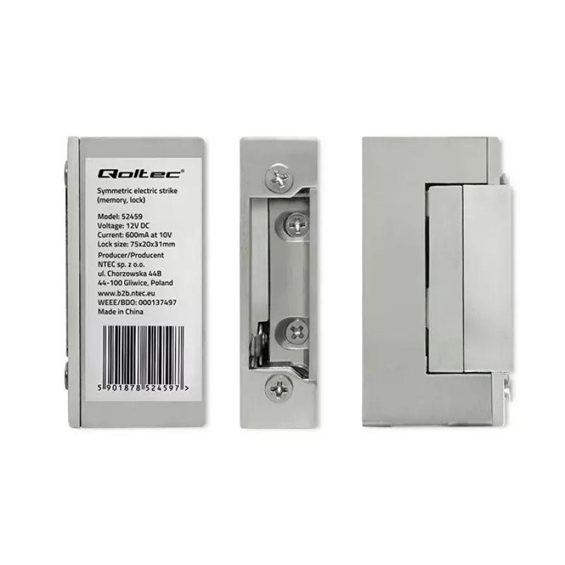 Zamek elektromagnetyczny QOLTEC 52459 12V symetryczny z pamięcią i blokadą