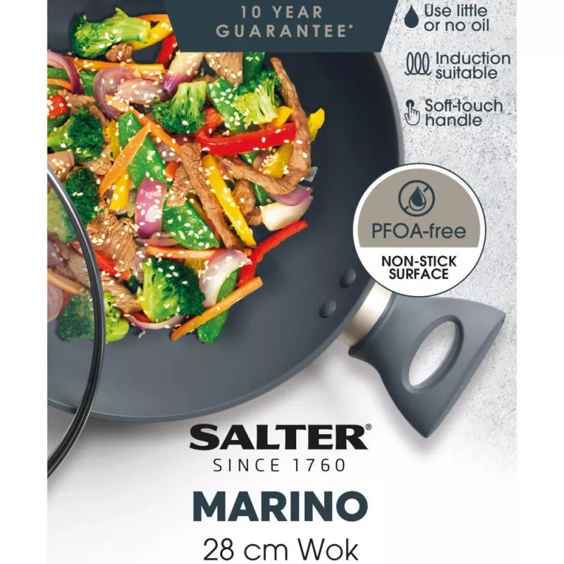 Wok patelnia Salter BW12267EU7 28 cm z powłoką nieprzywierającą, kompatybilny z indukcją