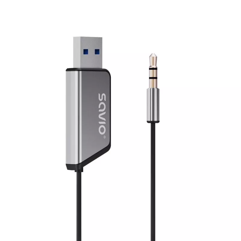 Adapter AUX Savio TR-16 z funkcją głośnomówiącą, Bluetooth 5.3, Google Assistant/Siri