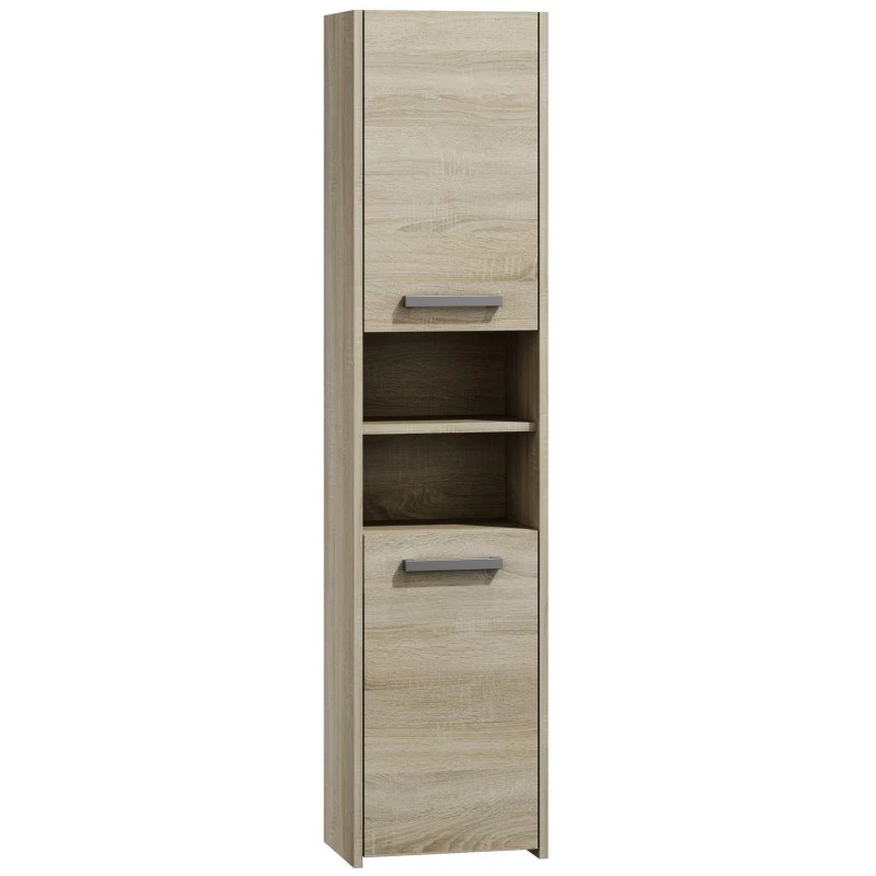 Szafka łazienkowa Top e shop S40 SONOMA — dębowa rama, wolnostojąca, 6 półek, 400×300×1700 mm