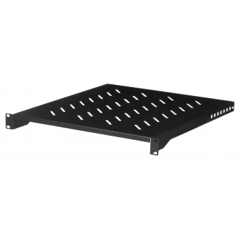 Półka rack LANBERG AK-1005-B — 1U 19-calowa półka rack, głębokość 500 mm, 482,6×45 mm, czarna, udźwig 25 kg