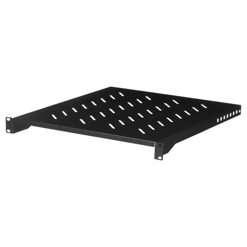 Półka rack LANBERG AK-1005-B — 1U 19-calowa półka rack, głębokość 500 mm, 482,6×45 mm, czarna, udźwig 25 kg