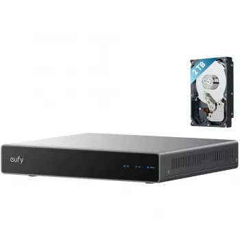 Sieciowy rejestrator wideo Eufy S4 — 8-kanałowy NVR, 4K (3840x2160), dysk twardy 2 TB, z możliwością rozbudowy do 16 TB, Czarny/Szary