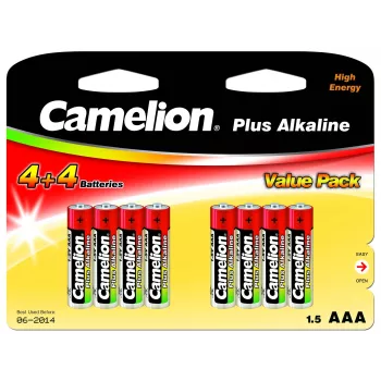 Baterie alkaliczne AAA (LR03) CAMELION 11044803 — opakowanie 8 szt., jednorazowe