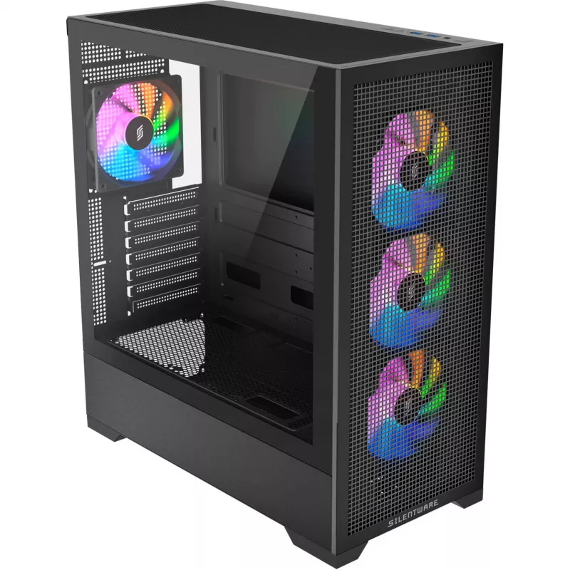 Obudowa komputerowa Silentware Core 100 A-RGB Czarny — model CORE100Czarny, oświetlenie A-RGB, format mid-tower
