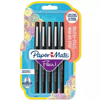 Felt Pen Papermate Flair Oryginalny Medium Czarny 5 pcs