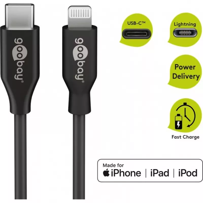 Kabel do ładowania i synchronizacji Goobay Lightning na USB-C 0,5 m
