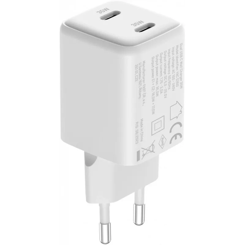 Ładowarka ścienna USB-C YENKEE G35D 2x18W Power Delivery 3.0 3A