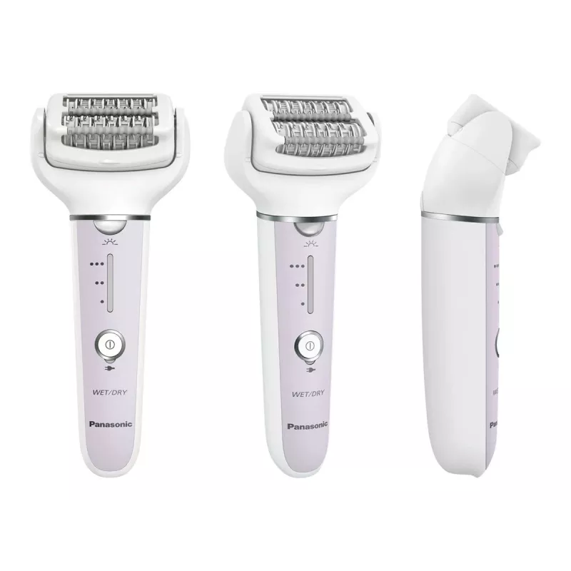 Epilator Panasonic ES-EY30A — 60 pęset, 3 prędkości, Wet & Dry, zasilany bateriami, biały/fioletowy