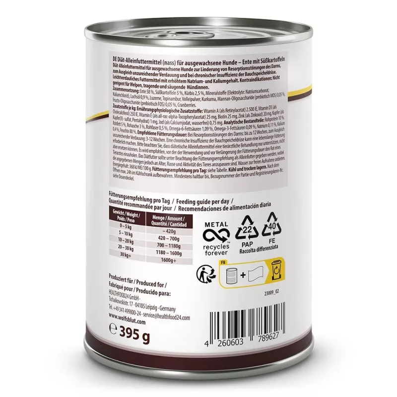 WOLFSBLUT VetLine Gastrointestinal Duck - mokra karma dla psa - 395 g