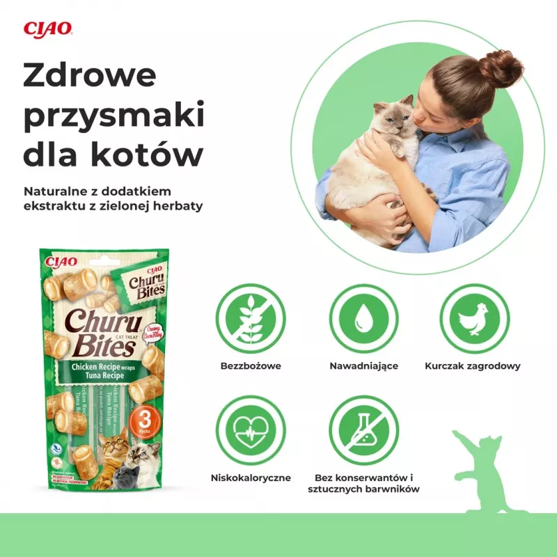 INABA Churu Bites Tuna z kurczakiem - przysmaki dla kota - 3x10 g