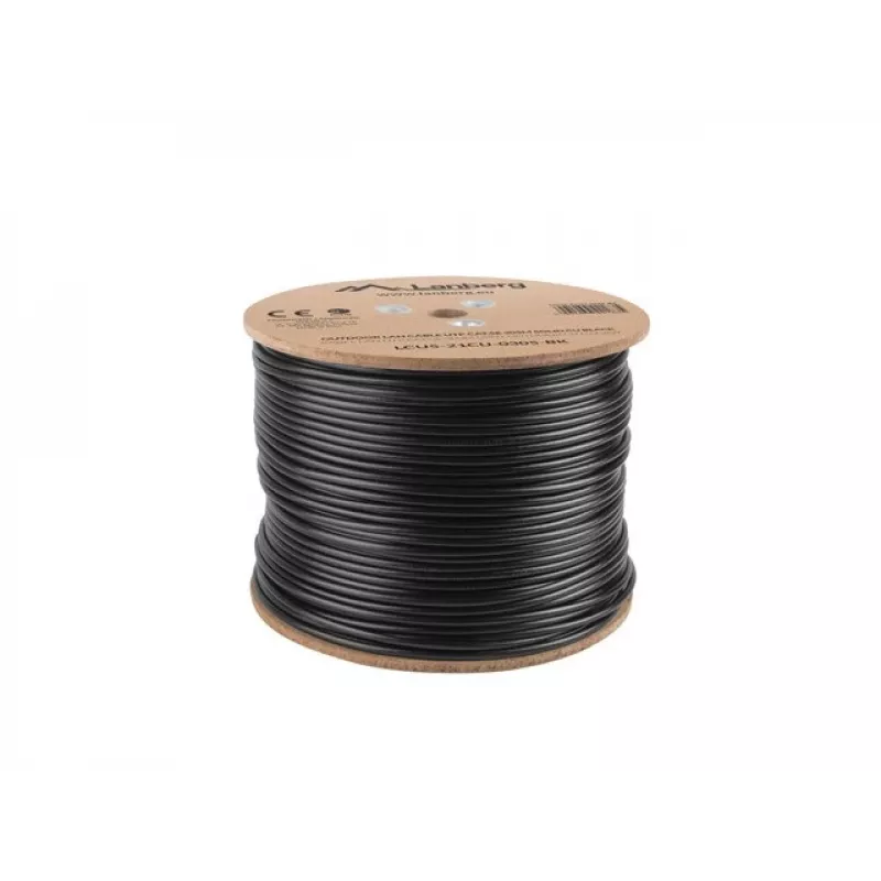Kabel sieciowy LANBERG Cat5e U/UTP LCU5-21CU-0305-BK, 305 m, 24 AWG, płaszcz PVC, czarny