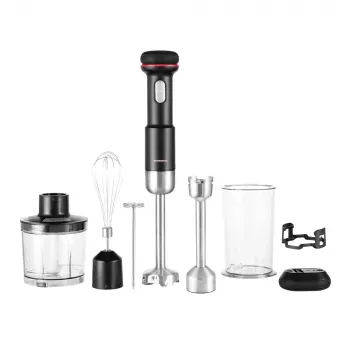 Ręczny blender zanurzeniowy GASTROBACK Cordless Design 5-w-1 — 180 W, misa 0,5 L, zasilany bateriami, ostrza ze stali nierdzewnej