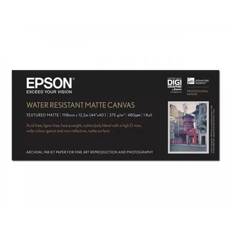 Epson WaterResistant Matte Canvas Roll, 44 cale x 12,2 m, 375g/m²