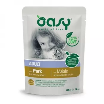 Oasy Kawałki w sosie dla dorosłych kotów Wieprzowina 85g